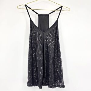 Black Sequin Racerback Tank Top – Size Small
